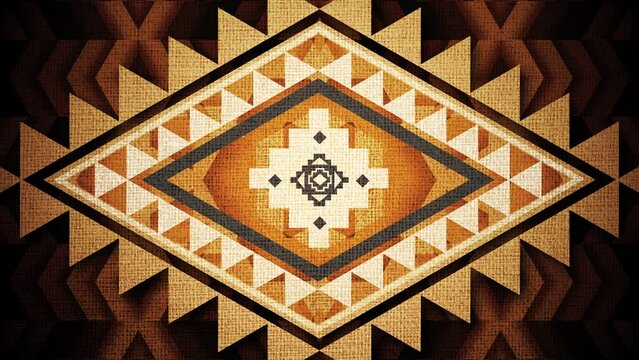 Abstract Vintage Psychedelic Tribal Native Diamon Pattern Background Loop