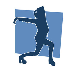 Silhouette of a casual female in a dancing pose. Silhouette of a dancer woman in action pose.