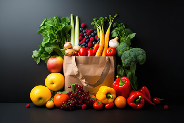 A Bag of Fresh Produce on a clean Background