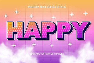 happy fun colorful typography editable text effect style lettering template banner background