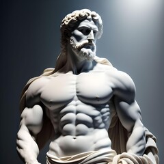 Fototapeta premium Ancient Greek Style Muscular Statue with Muscular Body Wearing Towel Conceptual Illustration