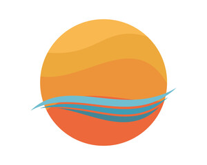 abstract sun and sea logo design