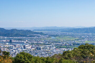 Fototapeta na wymiar Cityscape of tokushima city for komatsushima city , View from Mt. bizan ( tokushima city, tokushima, shikoku, japan )