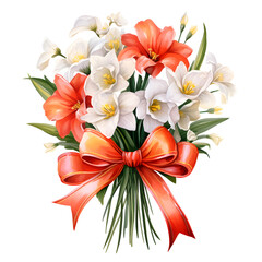 Fototapeta premium Tulips, Flowers, Watercolor illustrations