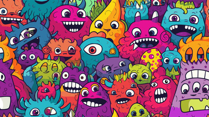 Doodle cute colorful Monsters seamless pattern for child prints, designs and coloring books.