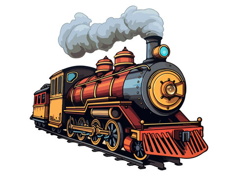 Locomotive Train illustration for sticker design