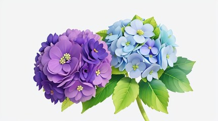 Colorful flowers with  leaves floral Clipart, high quality resolution, beautiful flowers, 3d  design. 



