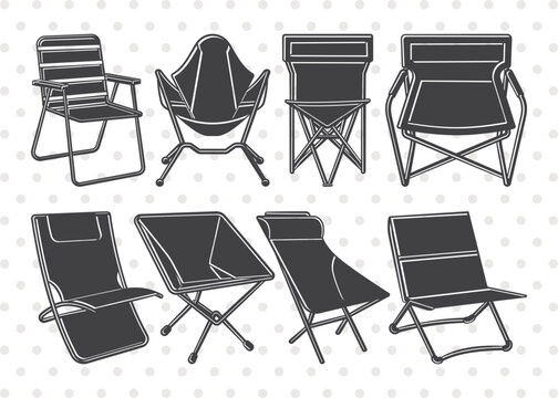 Camping Chair SVG, Chair Clipart, Chair Svg, Beach Chair Svg, Camping Chair Icons Svg, Lawn Chair Svg, Folding Chair Svg, Lake Chair Svg, Camping Chair Bundle