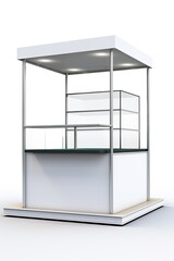 3D kiosk stand booth cart for business product decoration with blank space logo company.isolated over white background.