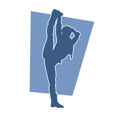 Silhouette of a female in dancing pose. Silhouette of a woman dancer in action pose.