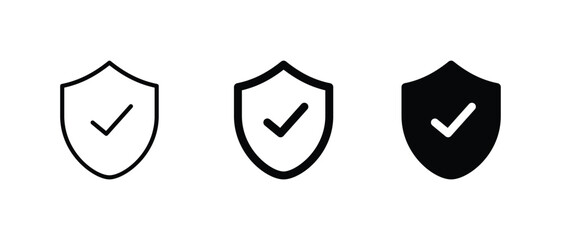 Shield with check mark Icon set for web and mobile apps