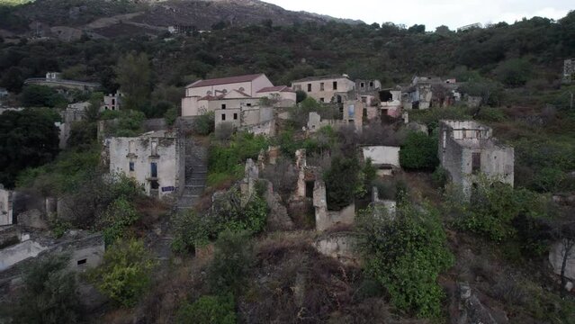 Traversing Silence: Soaring over the Ruins of the Ghost Town of Gairo Vecchio in Sardinia.