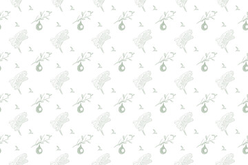 A bird with nest outline as seamless pattern