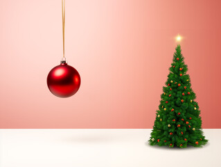 Colorful New Year background with unusual Christmas tree, gifts and Christmas balls. Luxury New Year's Eve background with eccentric Christmas trees.