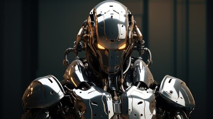 Fototapeta premium 3d illustration of robots realistic human cyborg model background wallpaper ai generated image