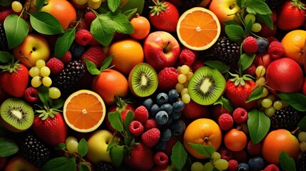 various colorful fruits and vegetables background wallpaper ai generated image