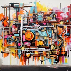 Abstract graffiti style colorful street art background wallpaper ai generated image