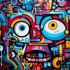 Abstract graffiti style colorful street art background wallpaper ai generated image