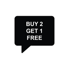 buy 2 get 1 free with speech bubble icon vector
