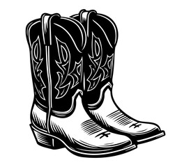 Cowboy boots, Cowgirl boots vector black graphic illustration