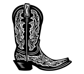 Cowboy boots, Cowgirl boots vector black graphic illustration