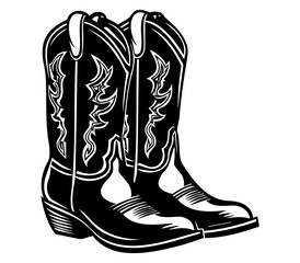 Cowboy boots, Cowgirl boots vector black graphic illustration