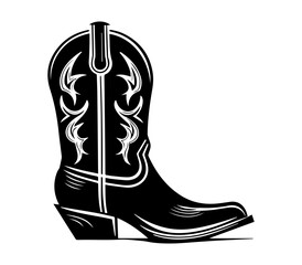 Cowboy boots, Cowgirl boots vector black graphic illustration