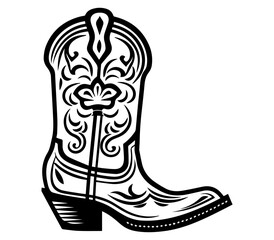 Cowboy boots, Cowgirl boots vector black graphic illustration