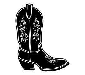 Cowboy boots, Cowgirl boots vector black graphic illustration