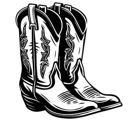 Cowboy boots, Cowgirl boots vector black graphic illustration