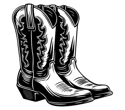 Cowboy boots, Cowgirl boots vector black graphic illustration