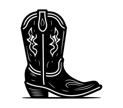 Cowboy boots, Cowgirl boots vector black graphic illustration