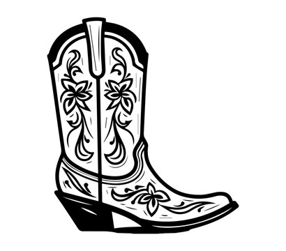 Cowboy boots, Cowgirl boots vector black graphic illustration