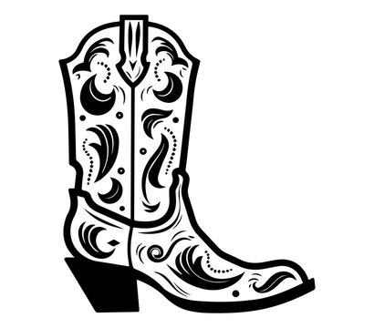 Cowboy boots, Cowgirl boots vector black graphic illustration
