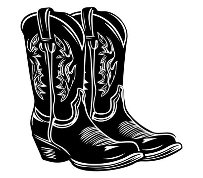Cowboy boots, Cowgirl boots vector black graphic illustration