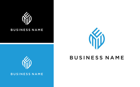 Simple initial MWE or EMW logo design with abstract geometric concept