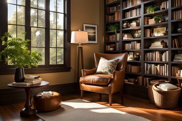 Obraz premium living room interior with fireplace