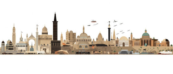 Obraz premium Argentina Famous Landmarks Skyline Silhouette Style, Colorful, Cityscape, Travel and Tourist Attraction