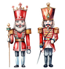 Watercolor nutcracker doll illustration, vector watercolor nutcracker