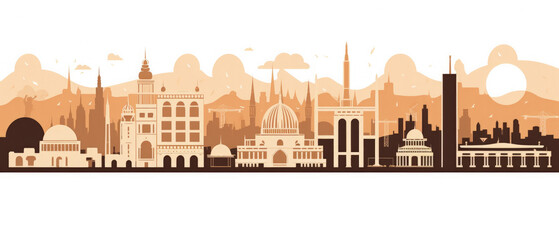Sudan Landmarks Skyline Silhouette Style, Colorful, Cityscape, Travel and Tourist Attraction