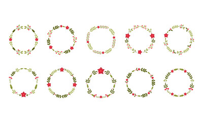 Christmas wreath set elements, with transparent background, suitable for design needs