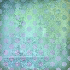 Blue-Green Dotted Background with brocade in a grunge style