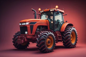 Poster Modern tractor on a colored background. ai generative © Turan