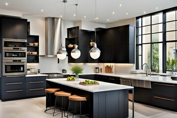 modern kitchen interior with kitchen