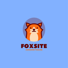 Vector Logo Illustration Fox Site Simple Mascot Style.