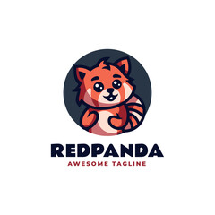 Vector Logo Illustration Red Panda Mascot Cartoon Style.