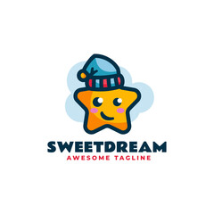 Vector Logo Illustration Sweet Dream Mascot Cartoon Style.