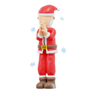 3d rendering santa claus appologize pose illustration