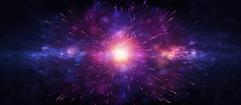 Abstract nebula cosmic explosion on dark purple background
