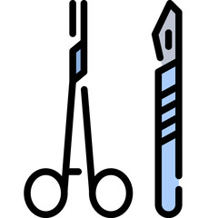 Surgical instruments icon. Filled outline design. For presentation, graphic design, mobile application.
